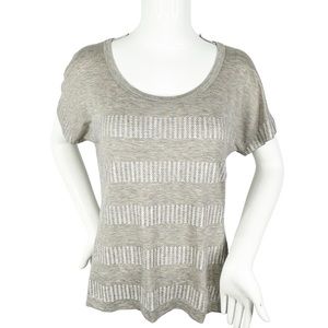 St. John Sequin Stripe Short Sleeve Drop Sleeve Tee Size Medium